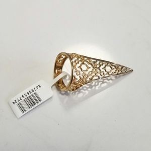Isharya Gold Filigree Spoke Triangle Ring 6 18k Gold Plated Brass
